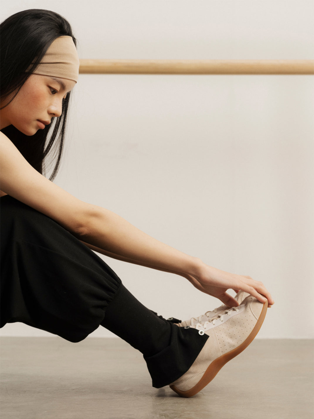 Ballet-Inspired Slim Leather-Look Trainers - View 9