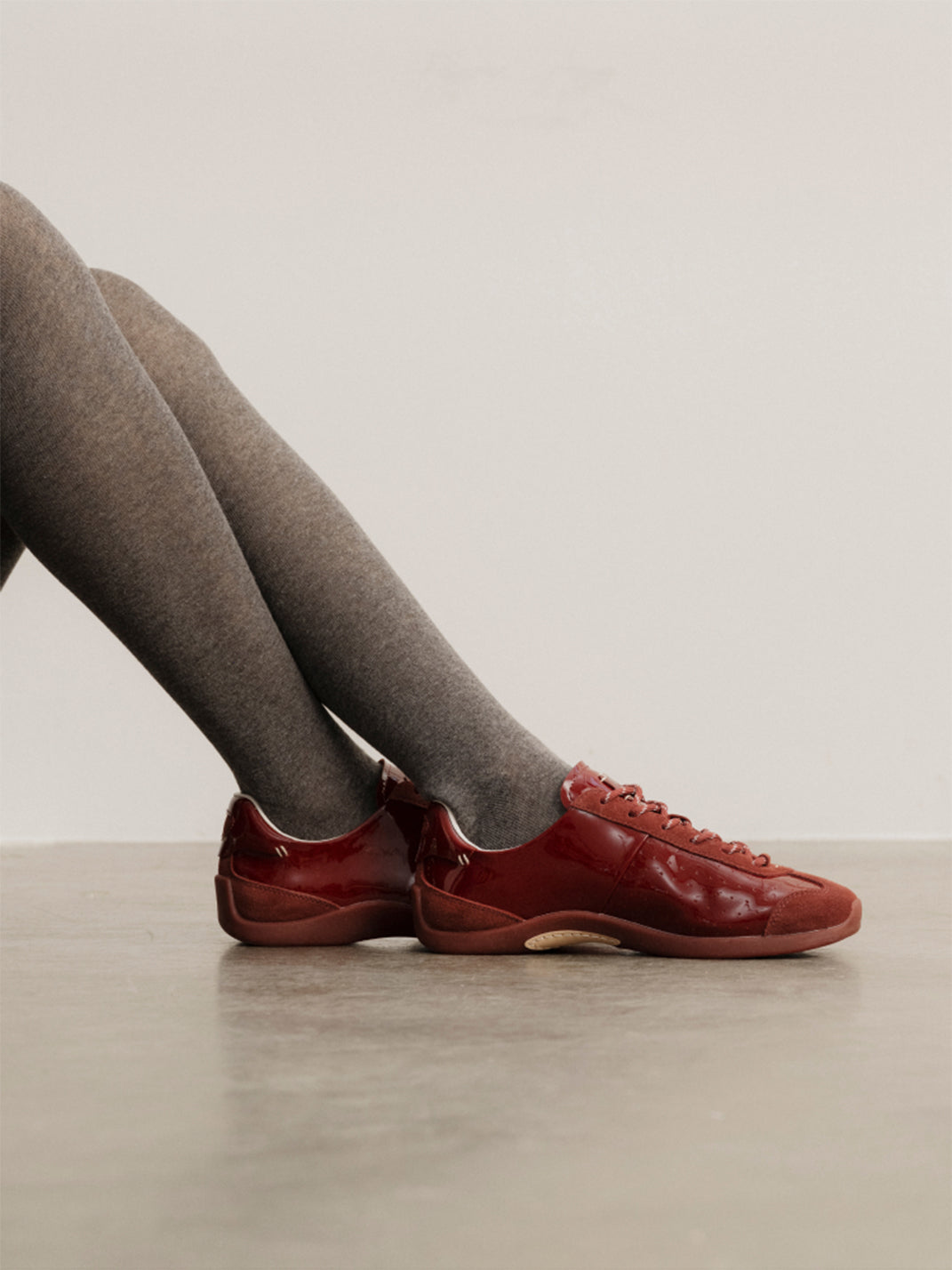 Ballet-Inspired Slim Leather-Look Trainers - View 10