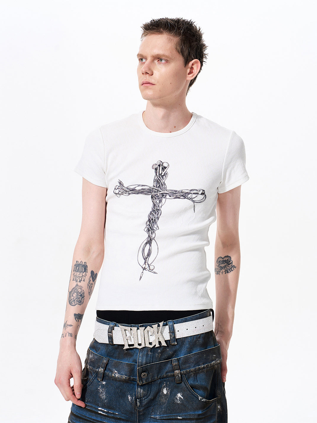 Cross-Headphone Graphic Slim T-Shirt - View 9