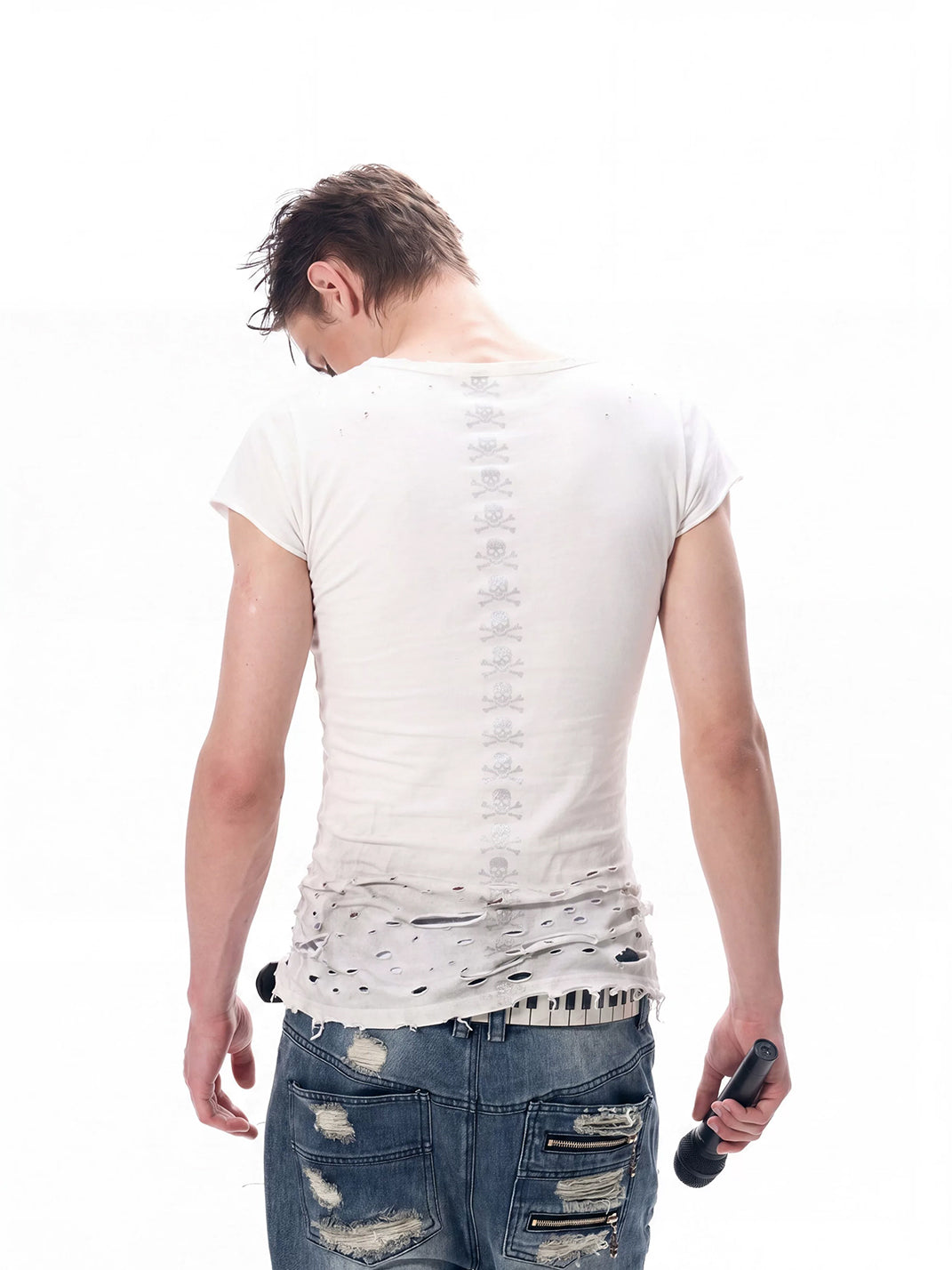 Ripped Skull Graphic Cotton Tank Top - View 2