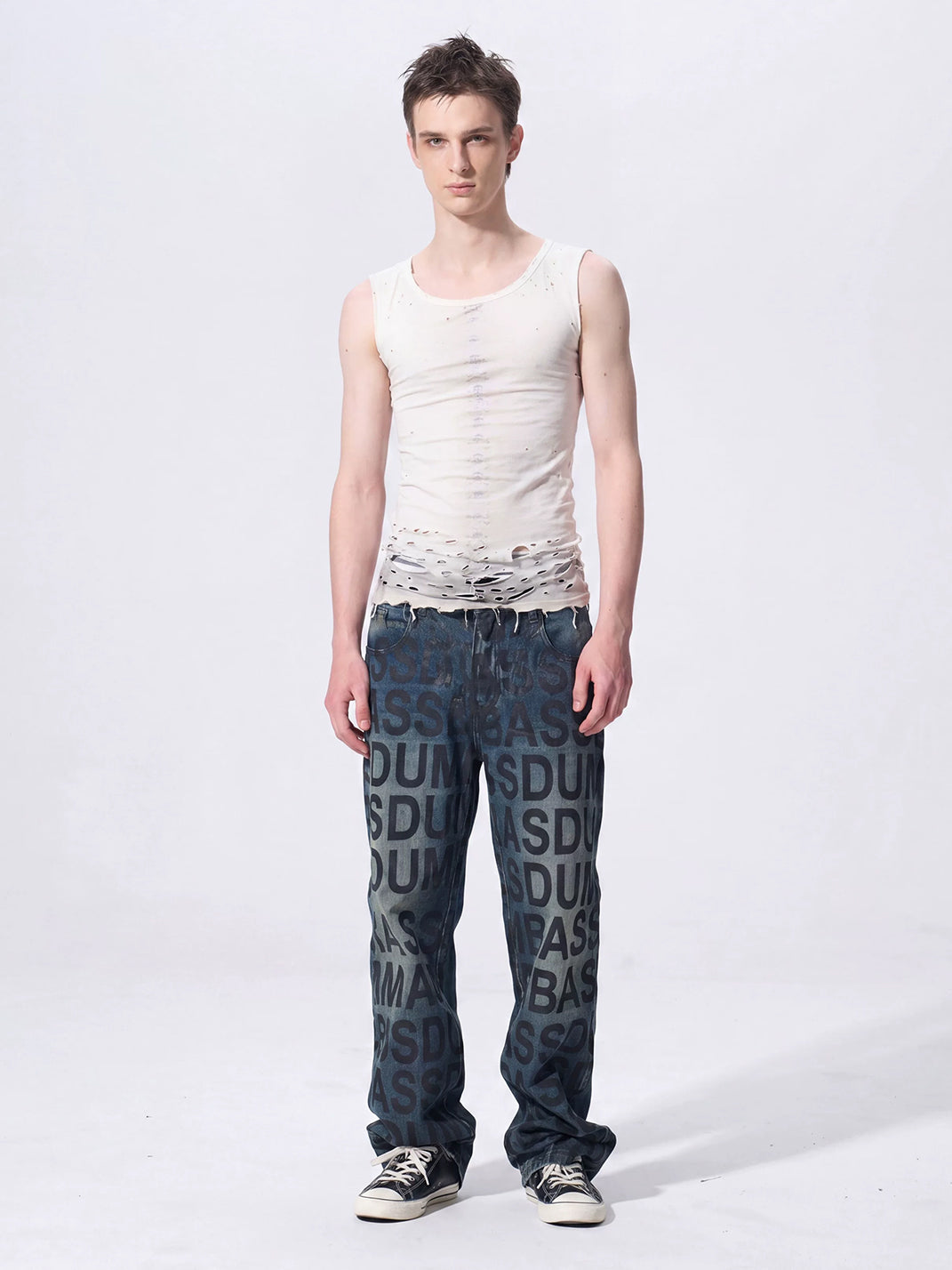 Ripped Skull Graphic Cotton Tank Top - View 3