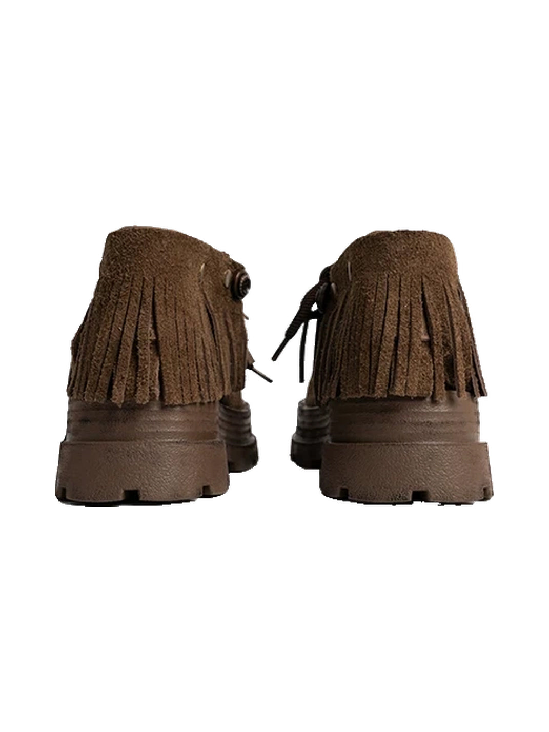 Fringed Suede Cuff Platform Ankle Boots - view 5
