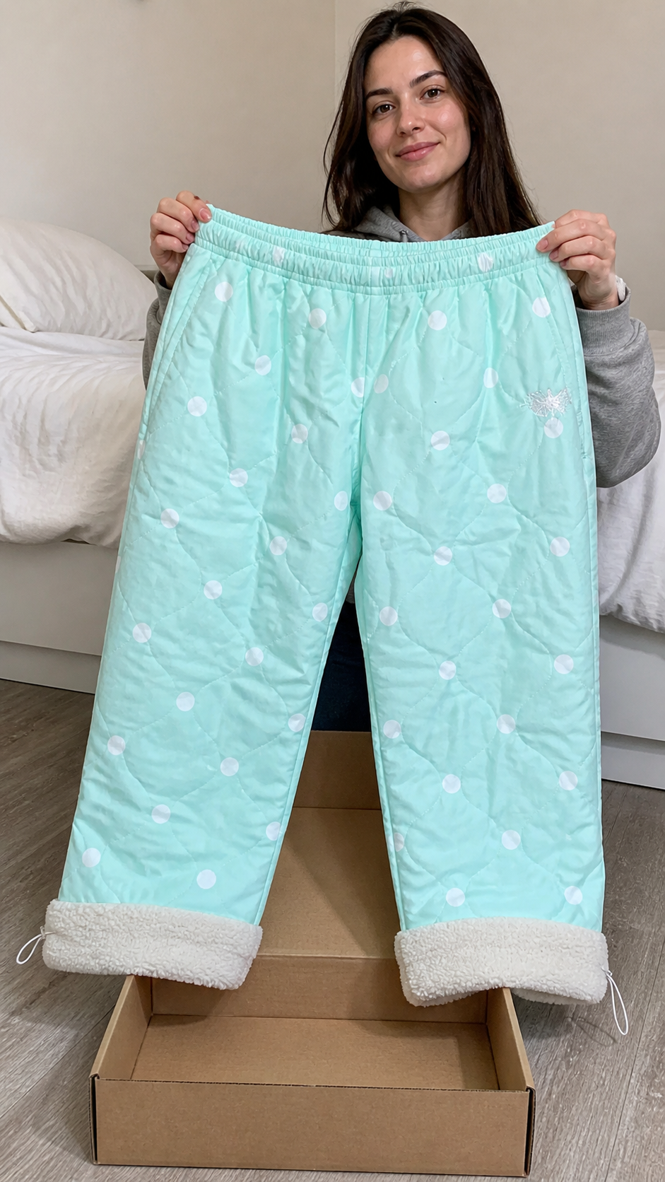 Frosty Polka Puff Fleece Cuff Pants natural UGC showcase 4