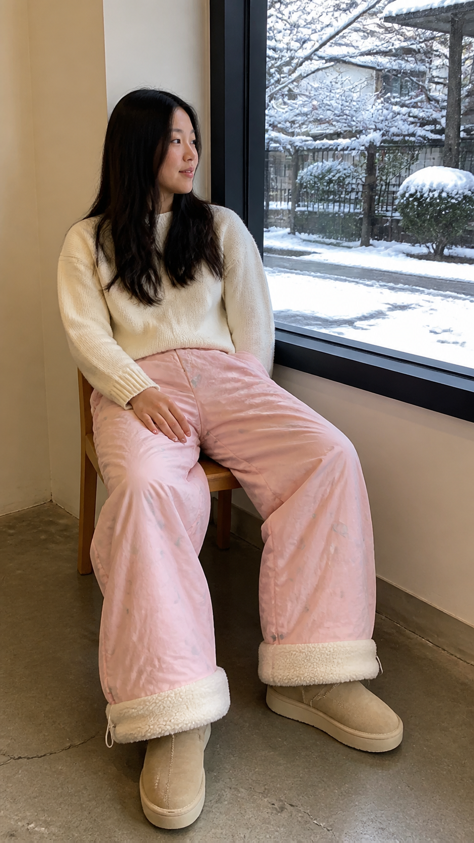 Frosty Polka Puff Fleece Cuff Pants natural UGC showcase 5