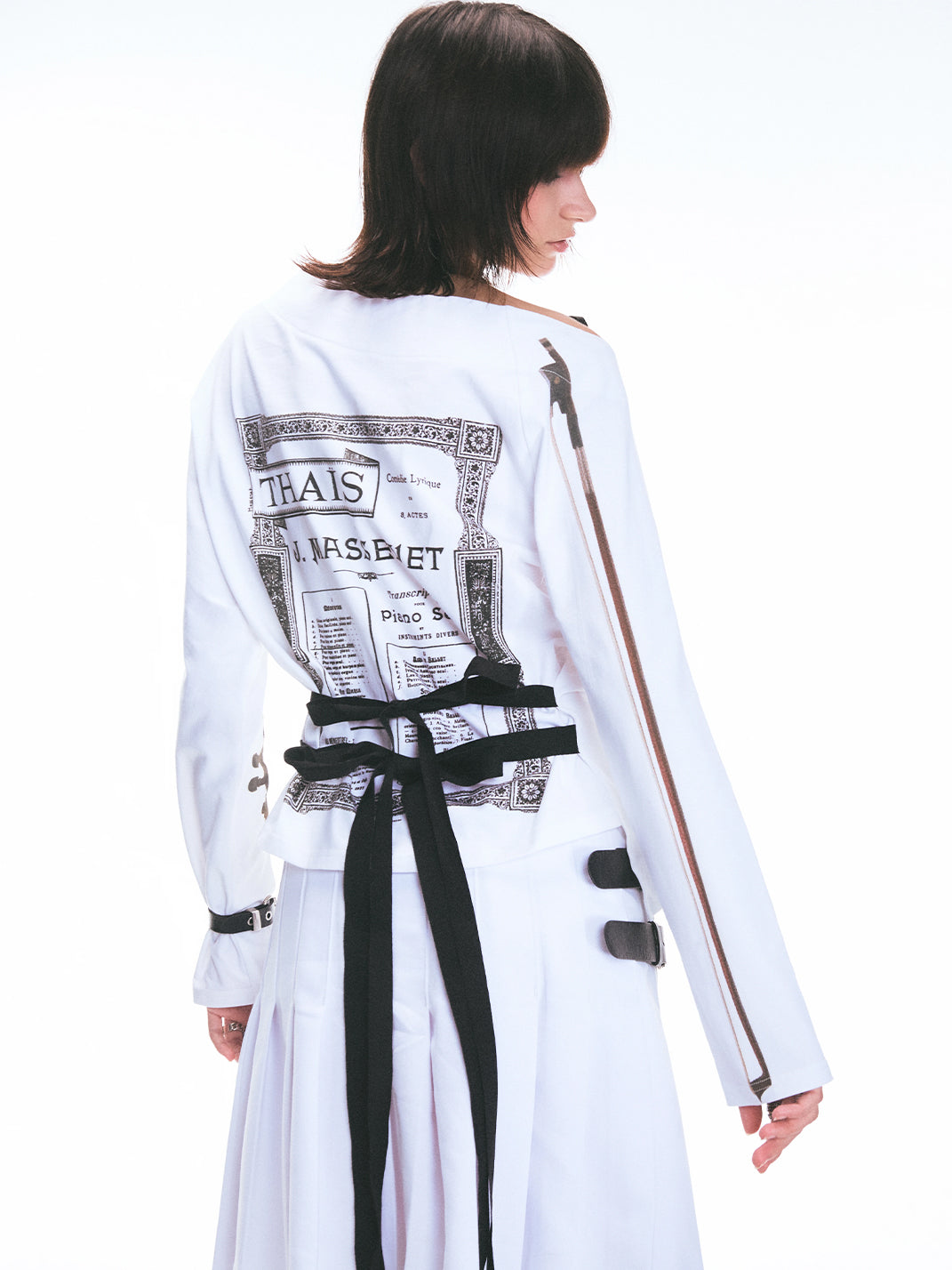 Violin-Score Off-Shoulder Long-Sleeve Top - View 6