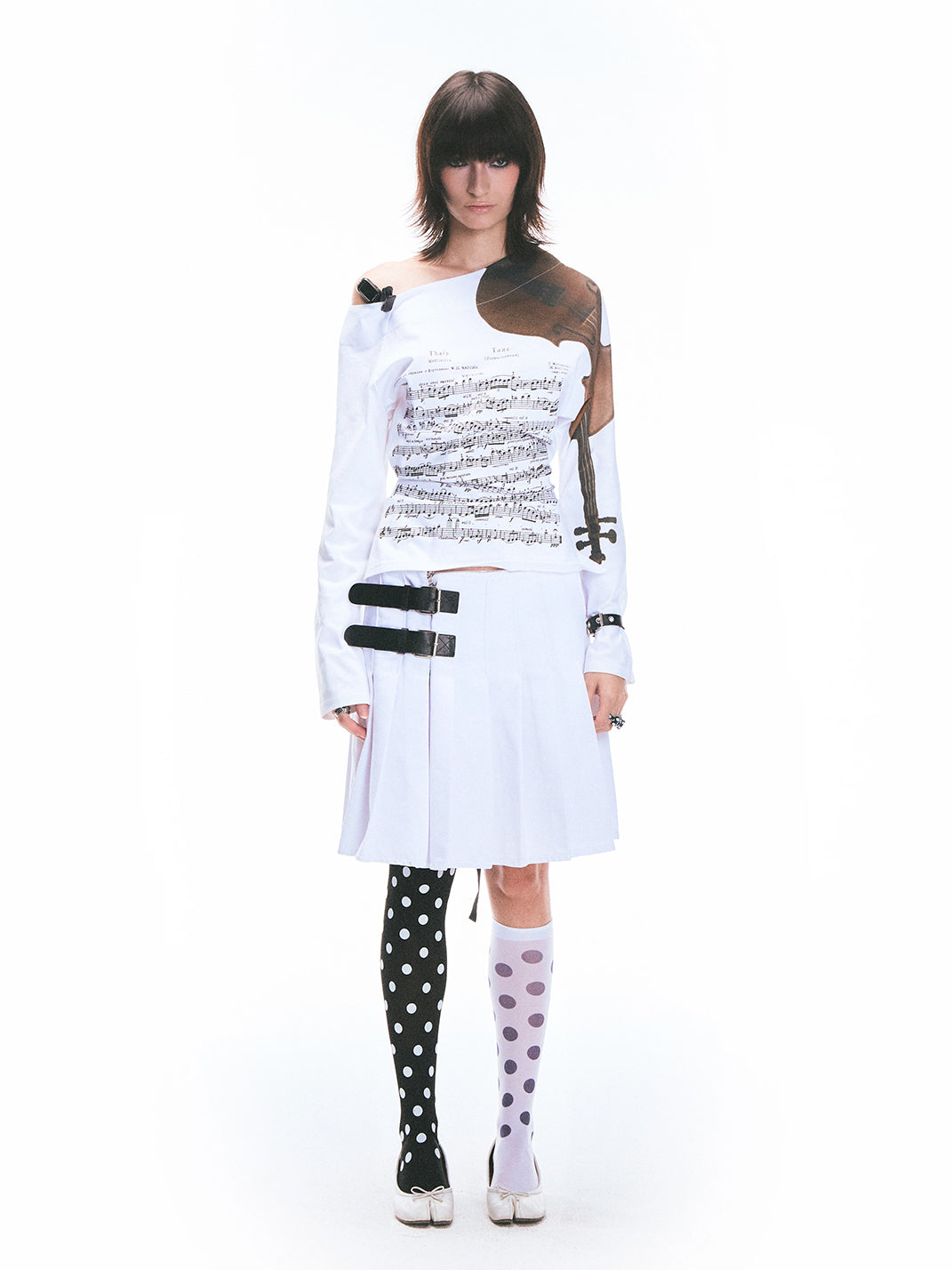 Violin-Score Off-Shoulder Long-Sleeve Top - View 7