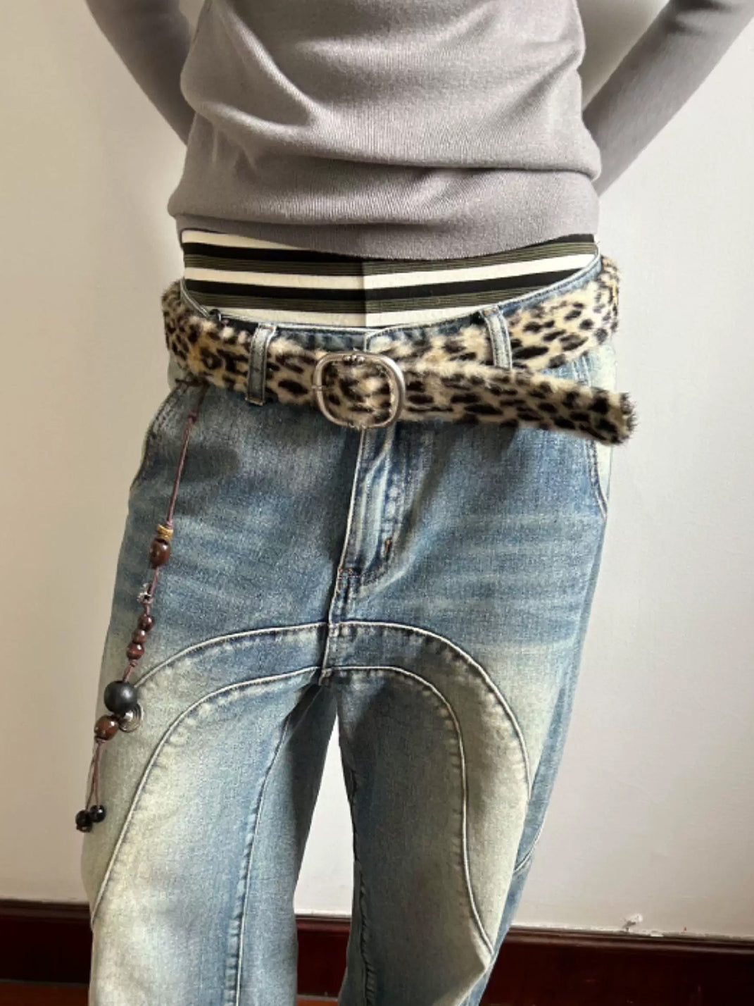 Fuzzy Leopard Adjustable Buckle Belt — product view 1