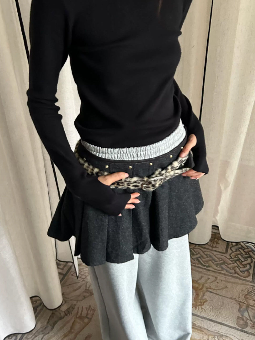 Fuzzy Leopard Adjustable Buckle Belt — product view 3