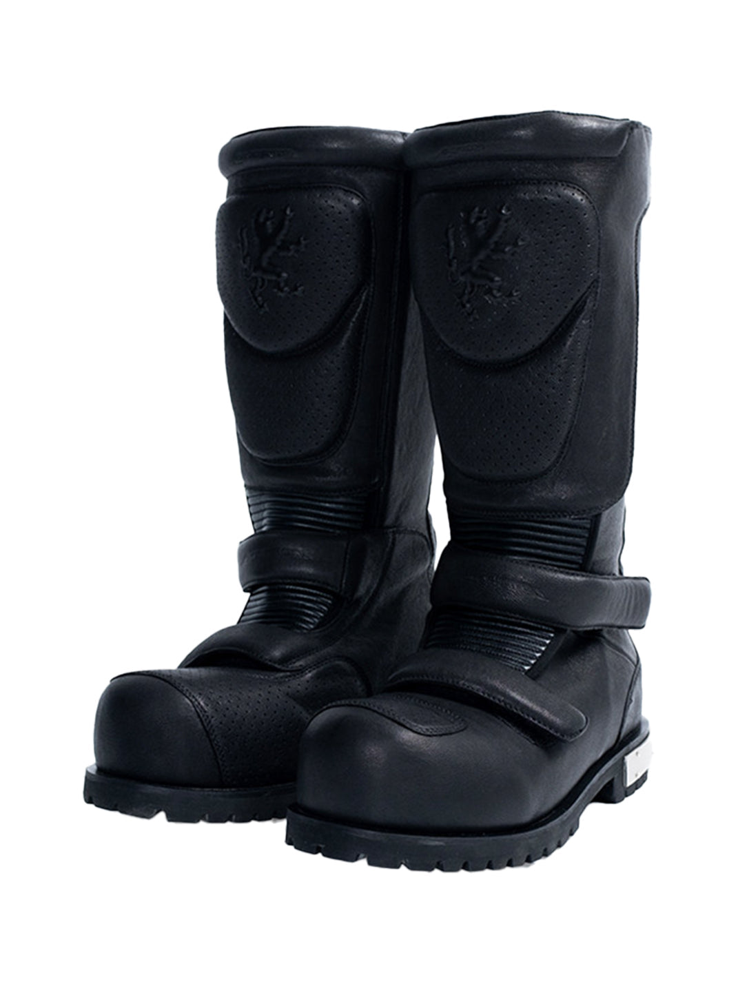 Armored Knee-High Leather Moto Boots - View 2