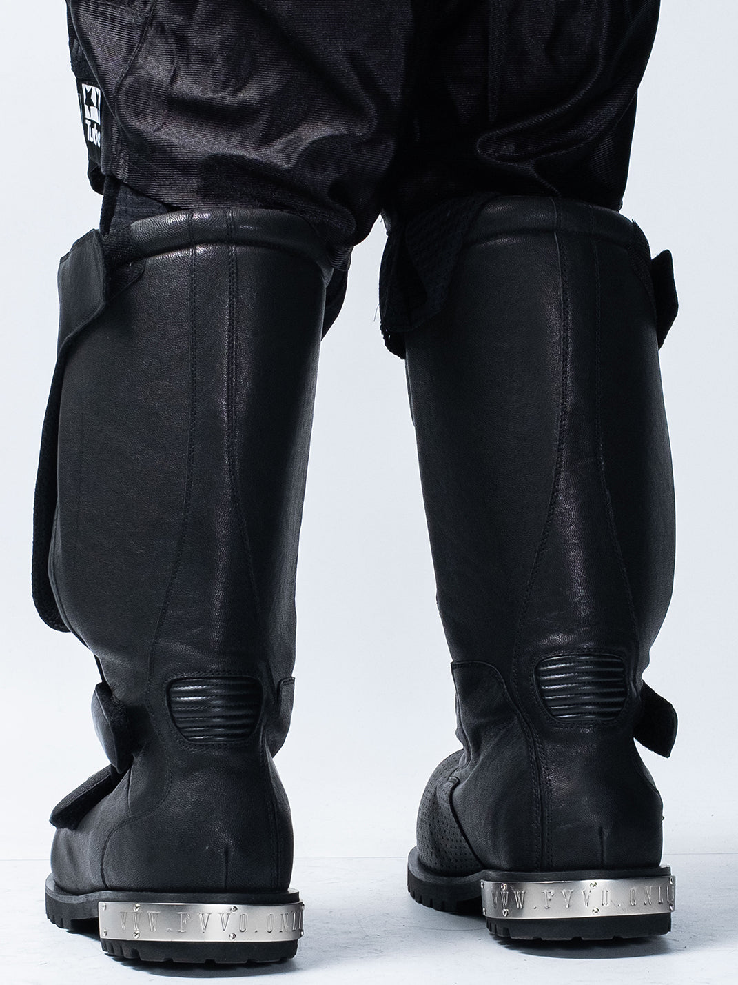 Armored Knee-High Leather Moto Boots - View 6