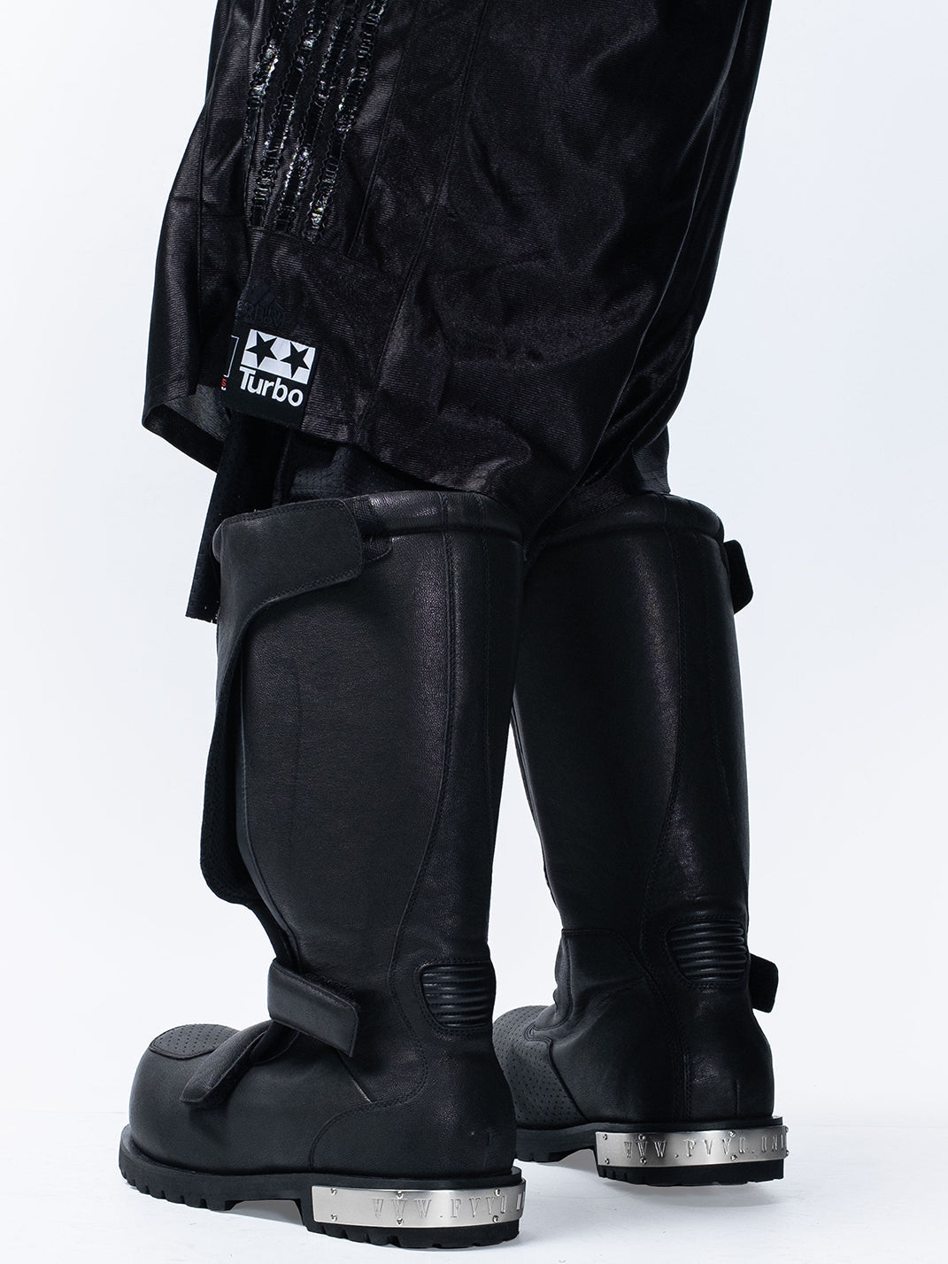 Armored Knee-High Leather Moto Boots - View 8