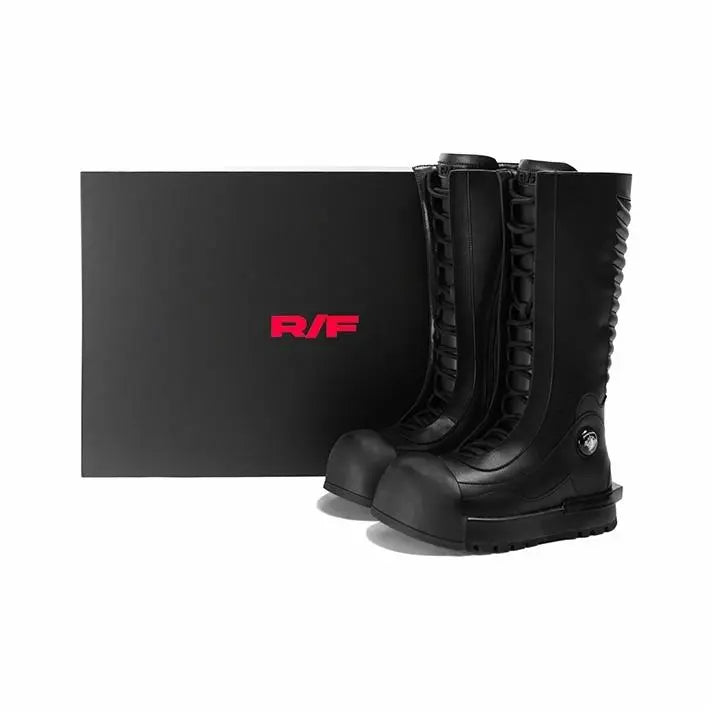 Ribbed Knee-High Platform Combat Boots - View 4