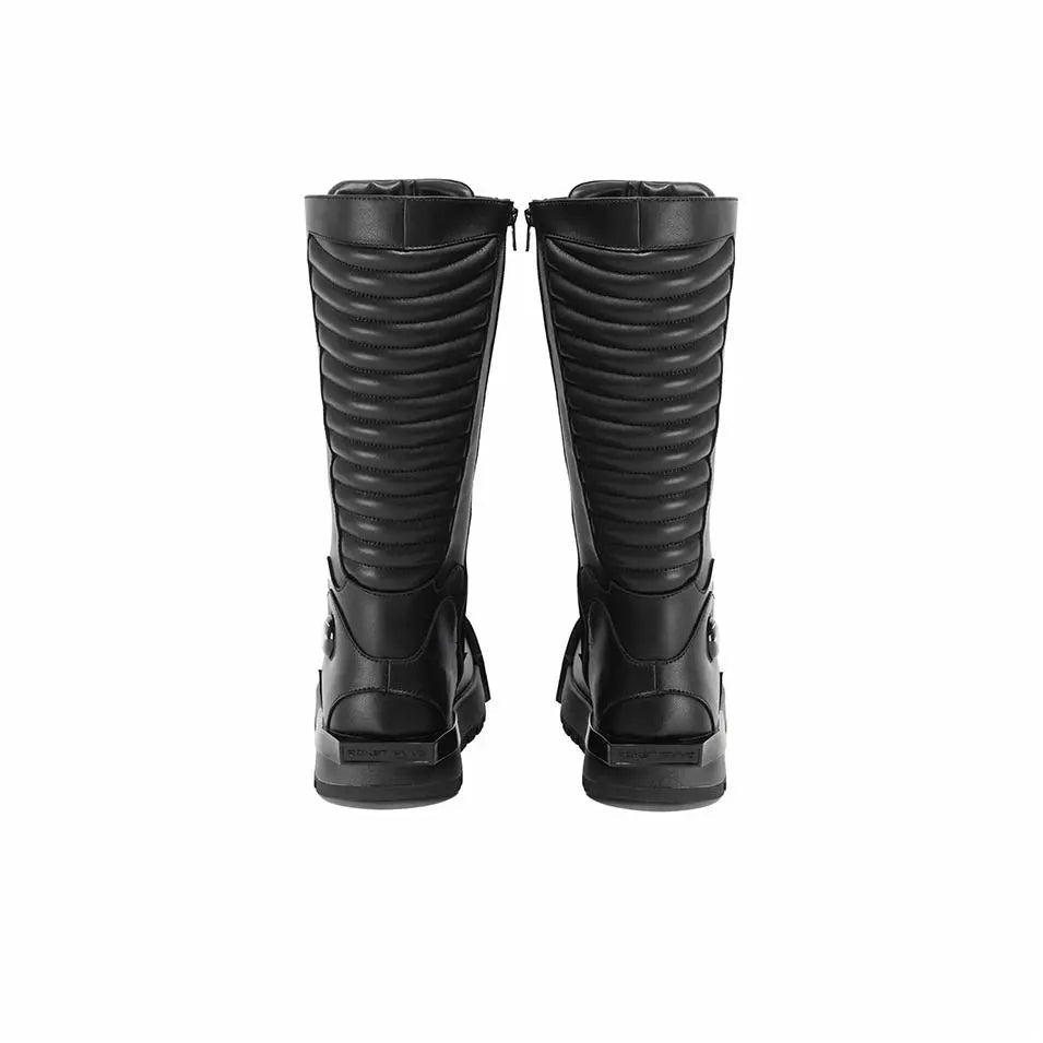 Ribbed Knee-High Platform Combat Boots - View 7