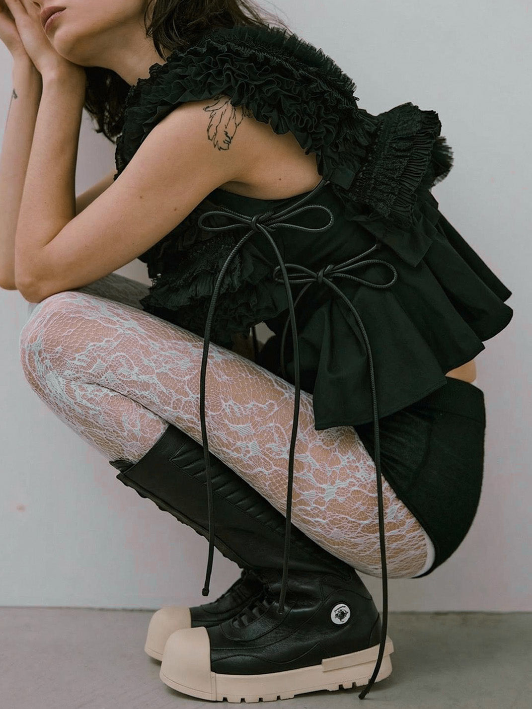 Contrast-Toe Mid-Calf Platform Boots - View 3