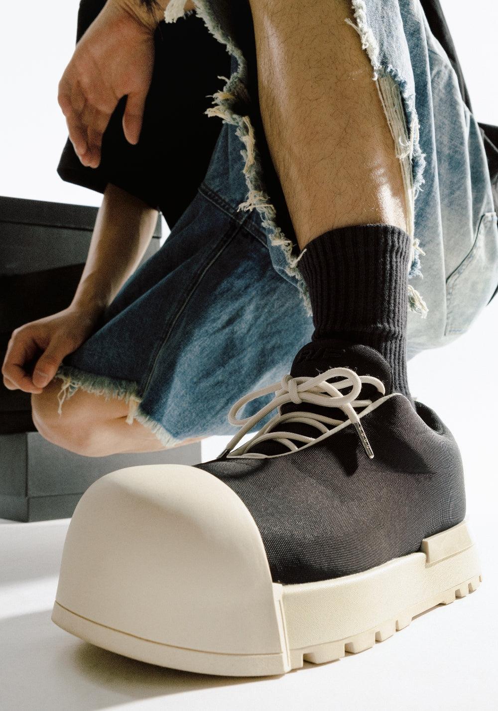 Sculpted-Toe Platform Low Boots - View 6
