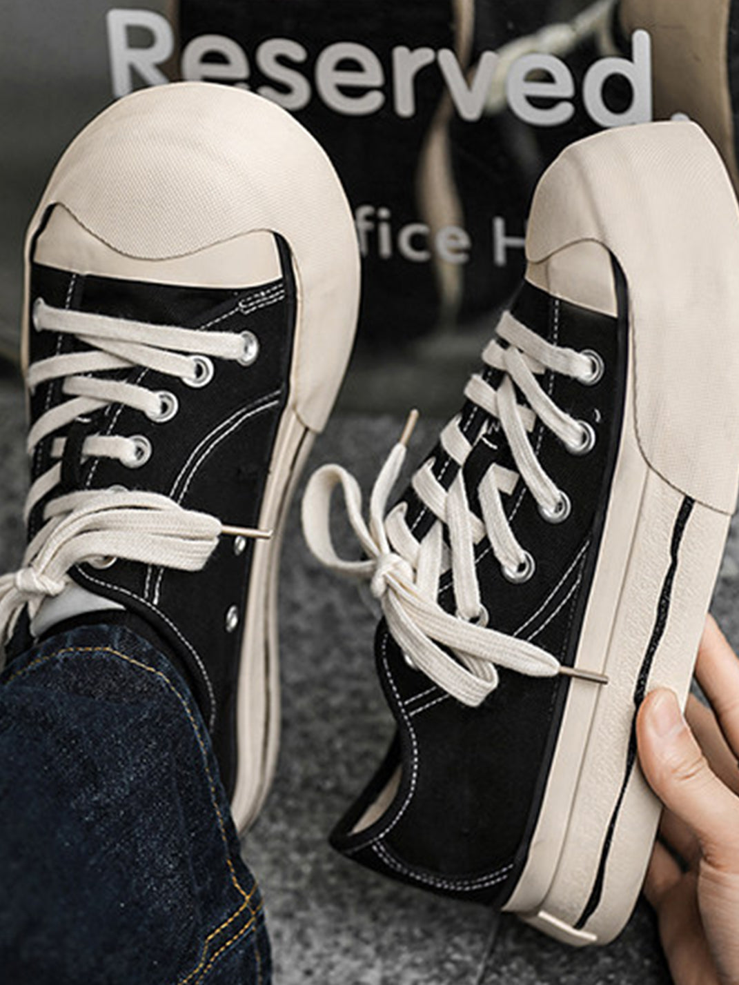 Asymmetric-Toe Platform Canvas Sneakers - View 6