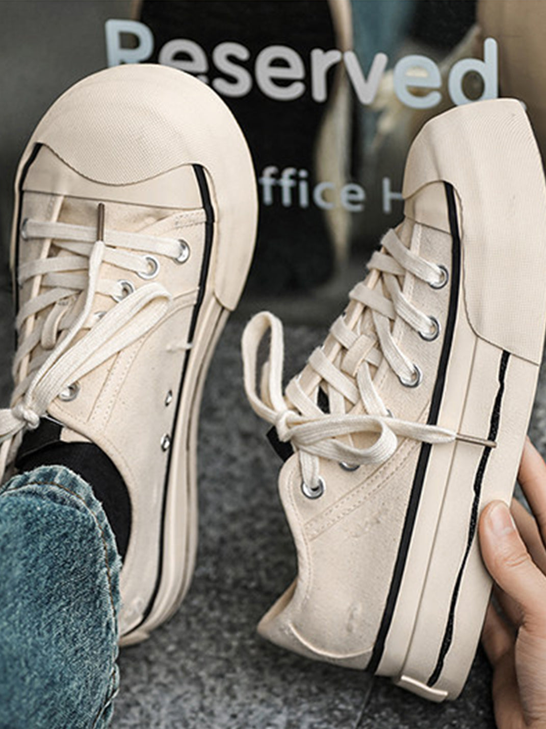 Asymmetric-Toe Platform Canvas Sneakers - View 11