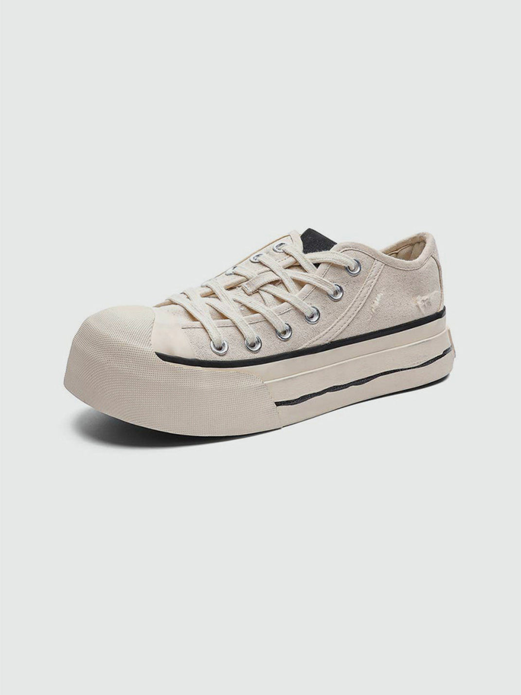 Asymmetric-Toe Platform Canvas Sneakers - View 14