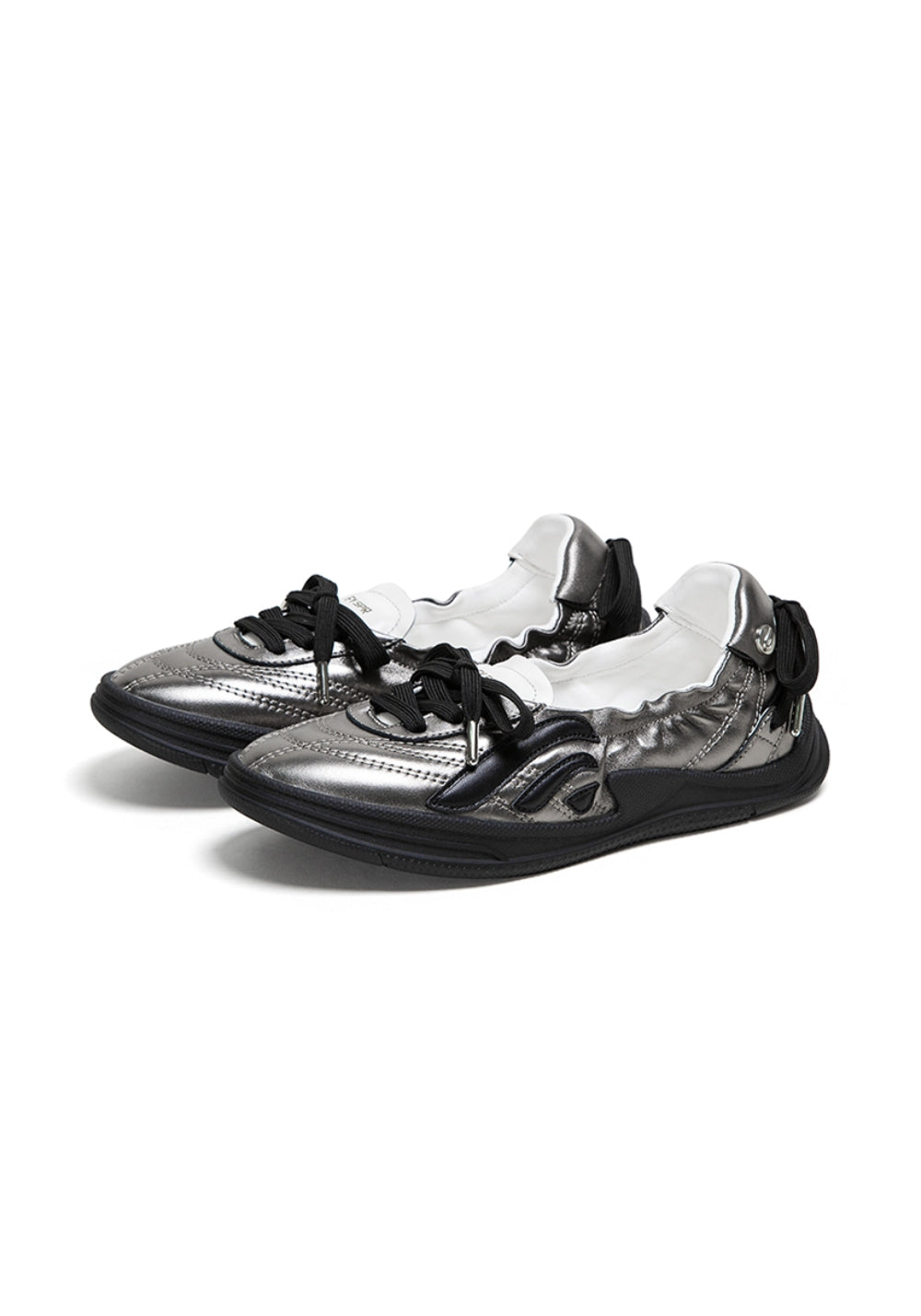 Ribbon-Lace Cutout Ballet Sandals - View 3