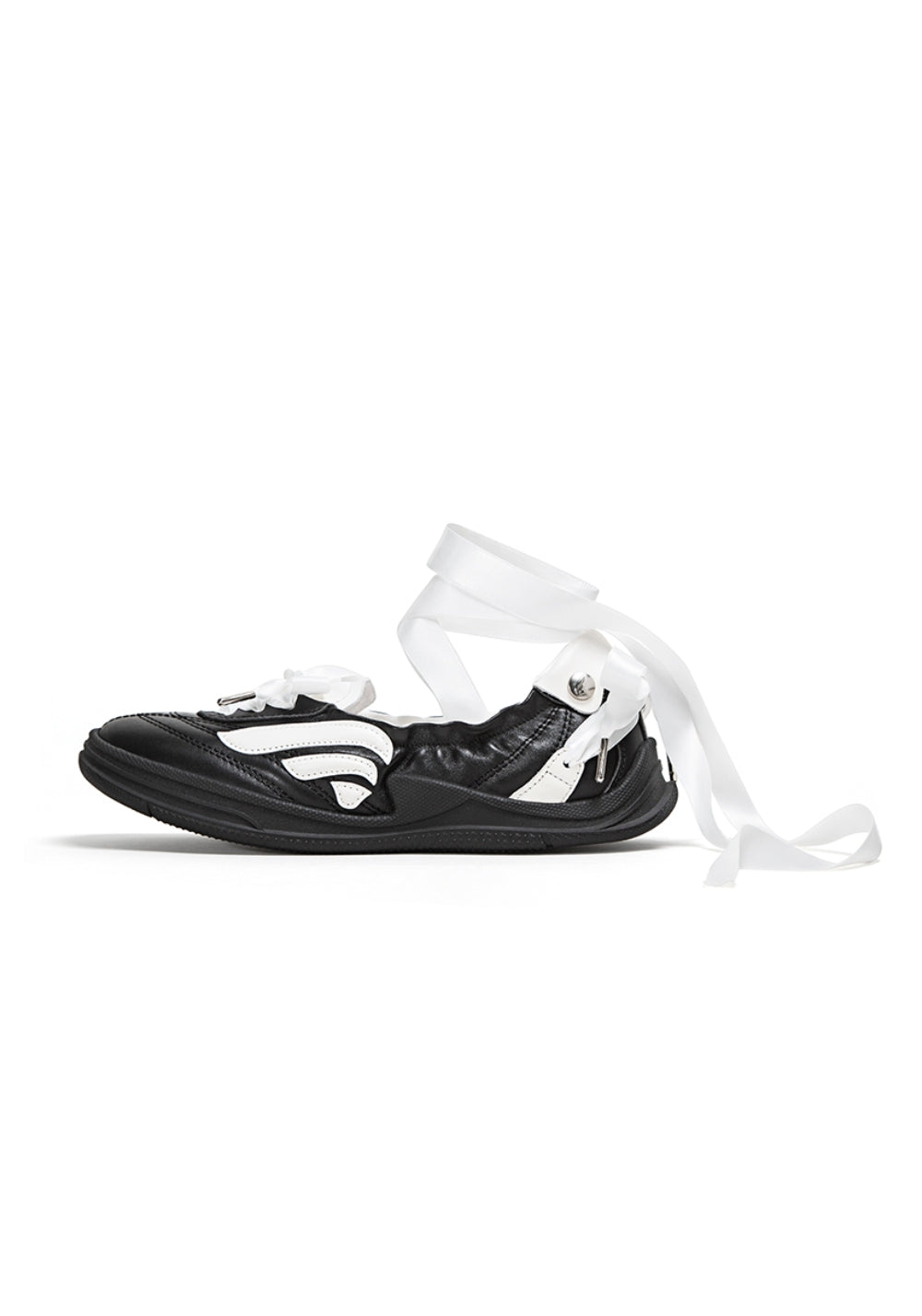 Ribbon-Lace Cutout Ballet Sandals - View 14