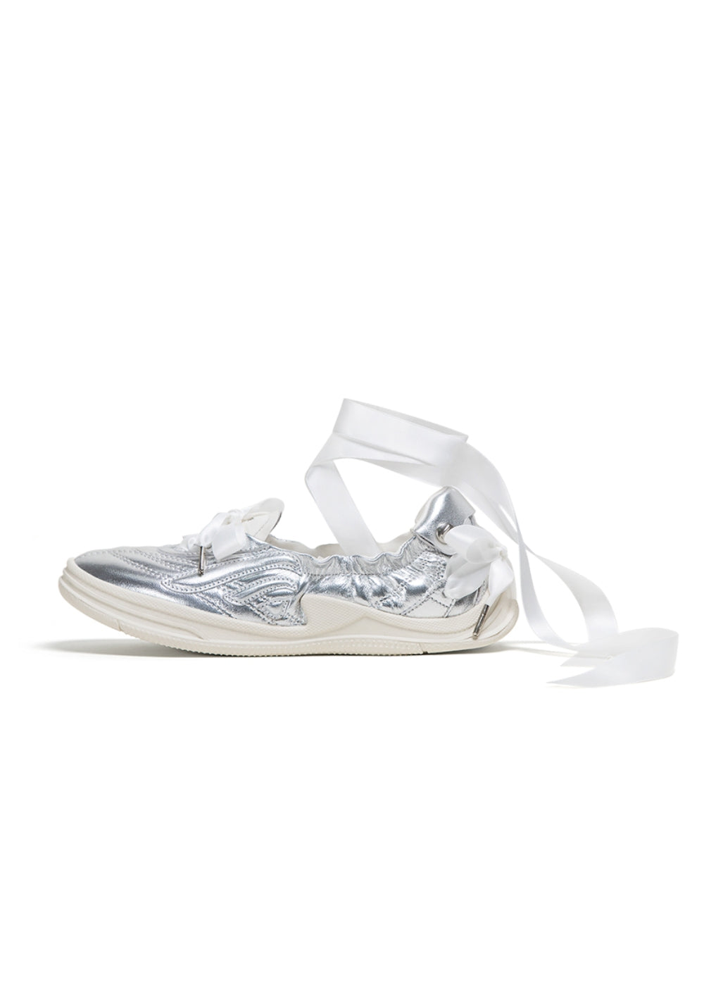 Ribbon-Lace Cutout Ballet Sandals - View 20