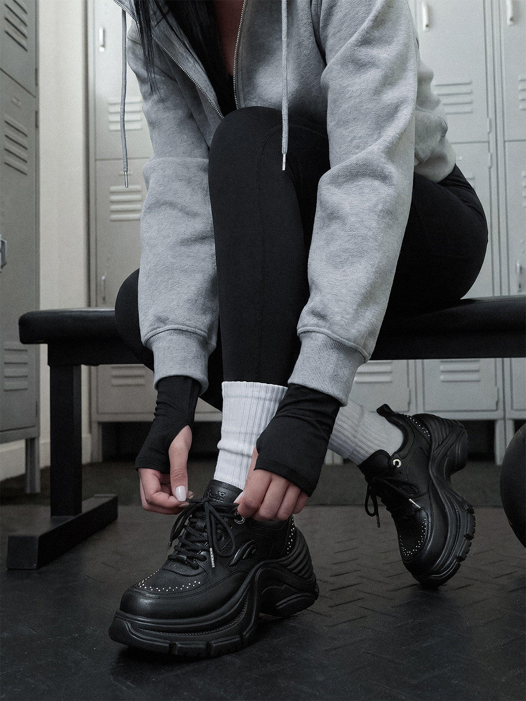 Studded Sculpted-Sole Platform Sneakers - View 2