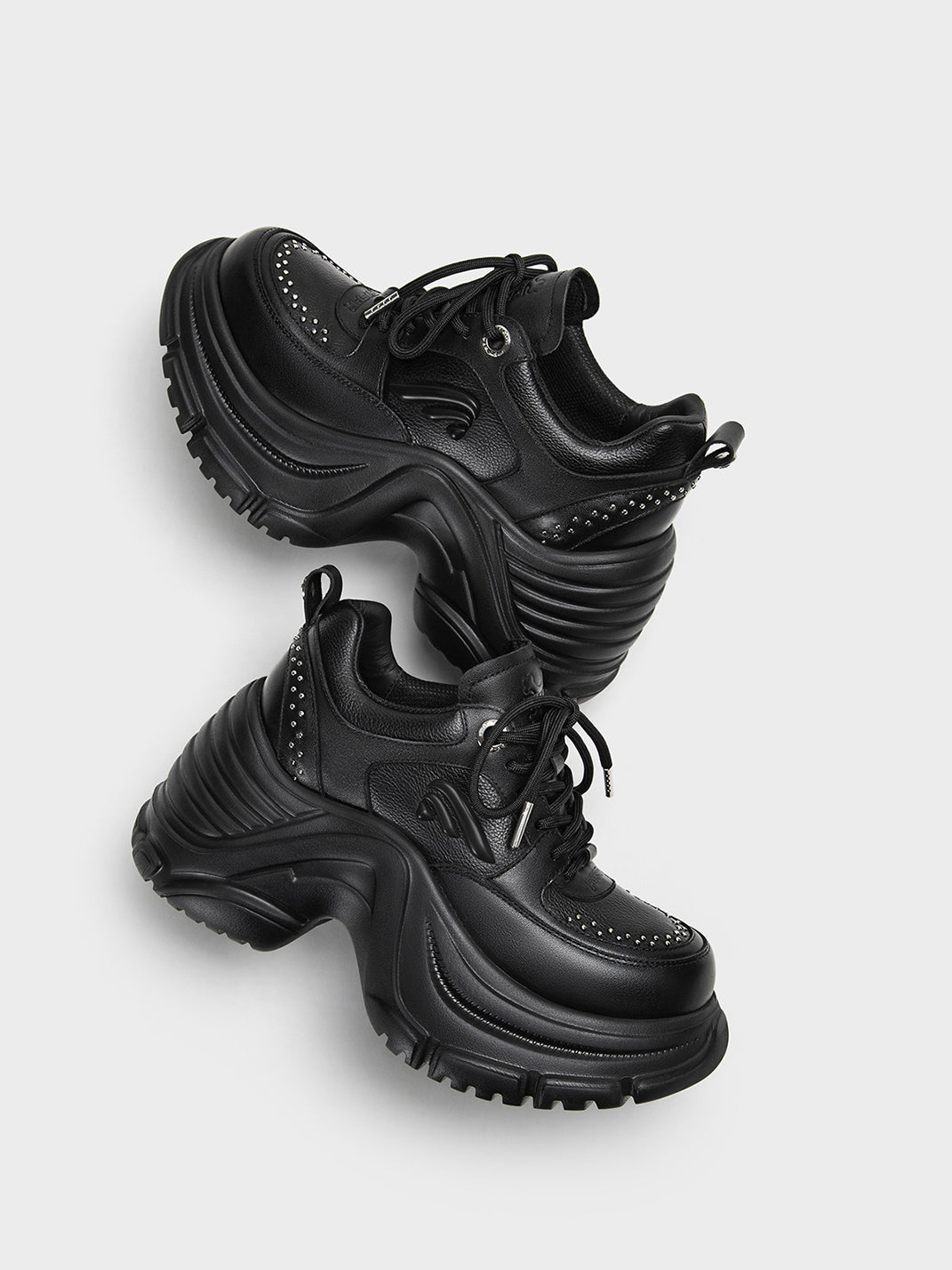 Studded Sculpted-Sole Platform Sneakers - View 6