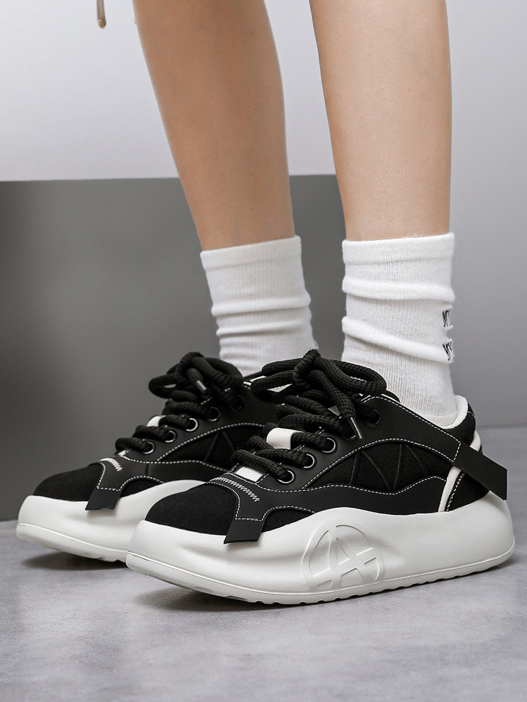 Geometric Panel Platform Runner Sneakers - View 12