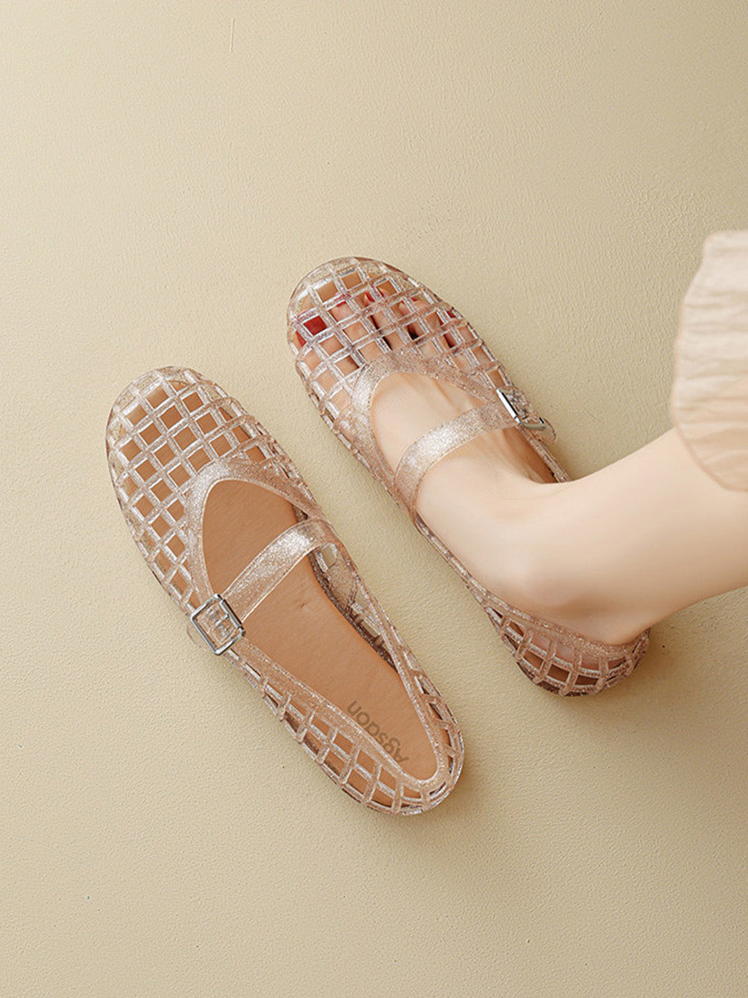 Glitter Caged Mary Jane Jelly Flats - View 9
