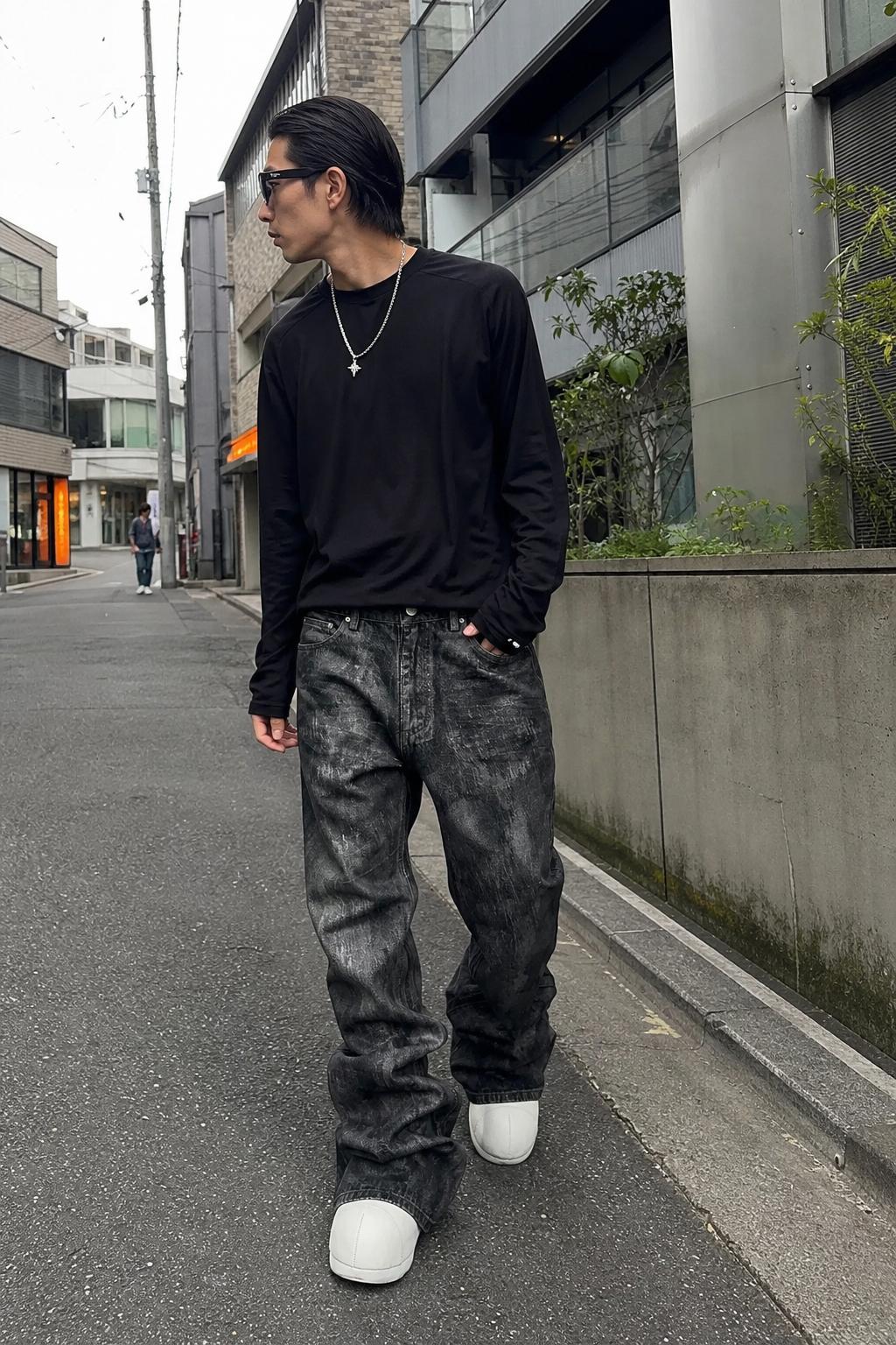 Glitter Coated Acid Wash Black Stacked Jeans UGC showcase 2