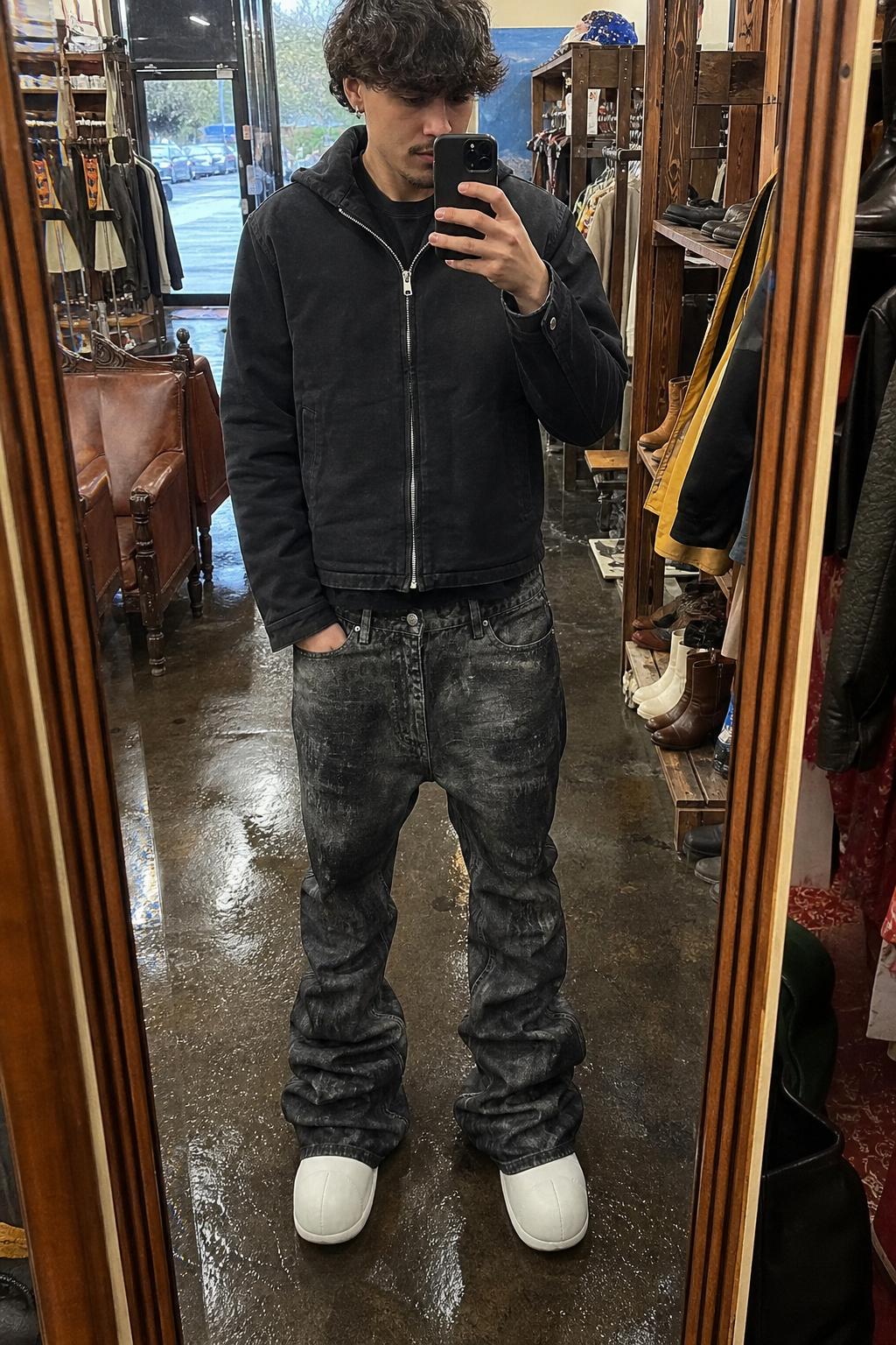 Glitter Coated Acid Wash Black Stacked Jeans UGC showcase 3