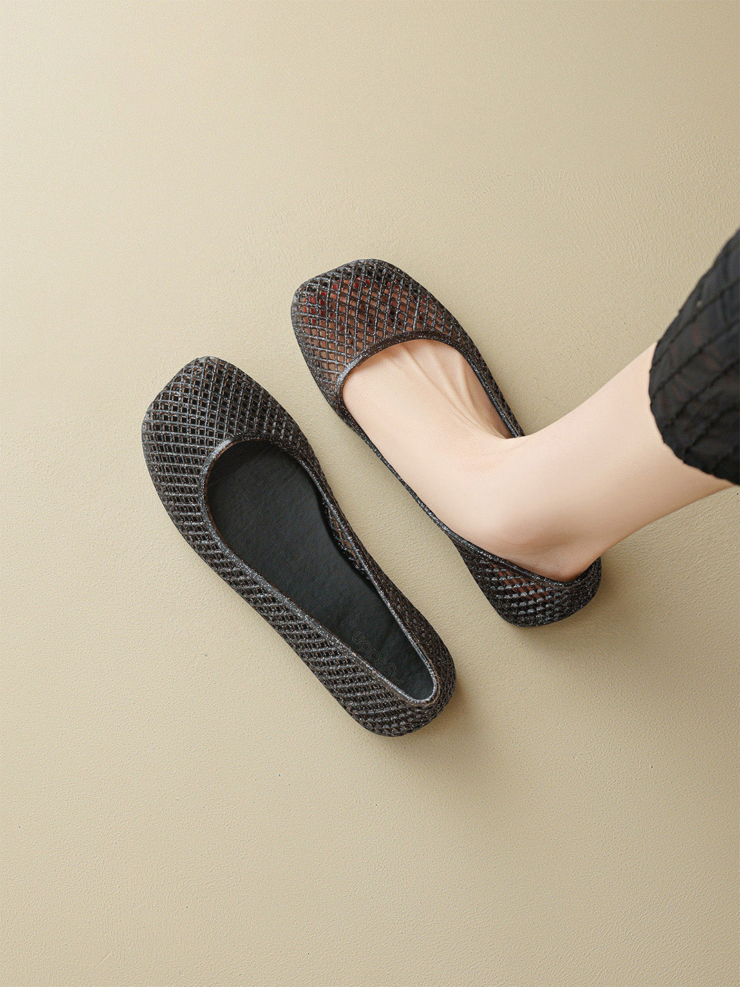 Glitter Mesh Jelly Ballet Flats - View 5