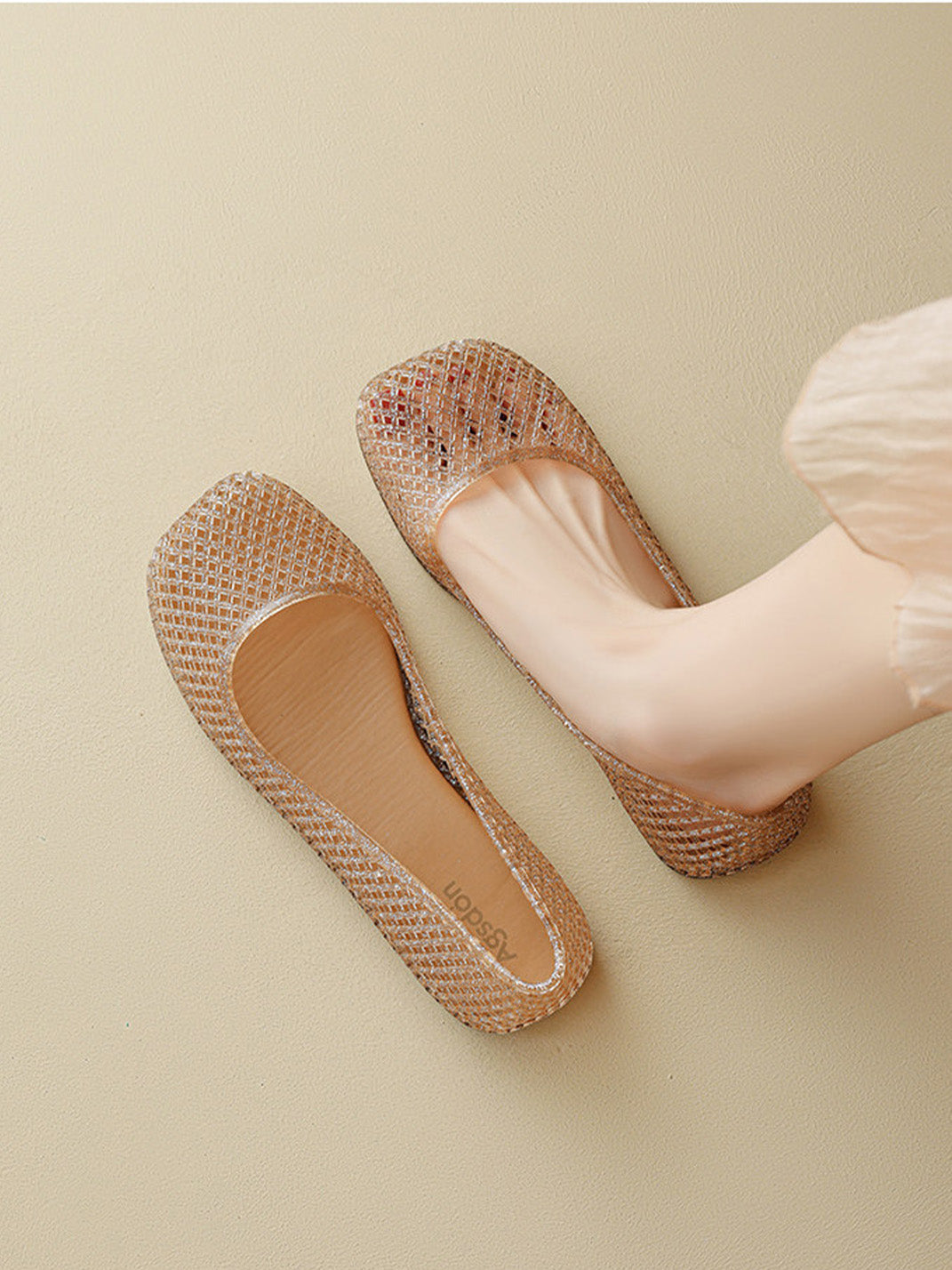 Glitter Mesh Jelly Ballet Flats - View 10