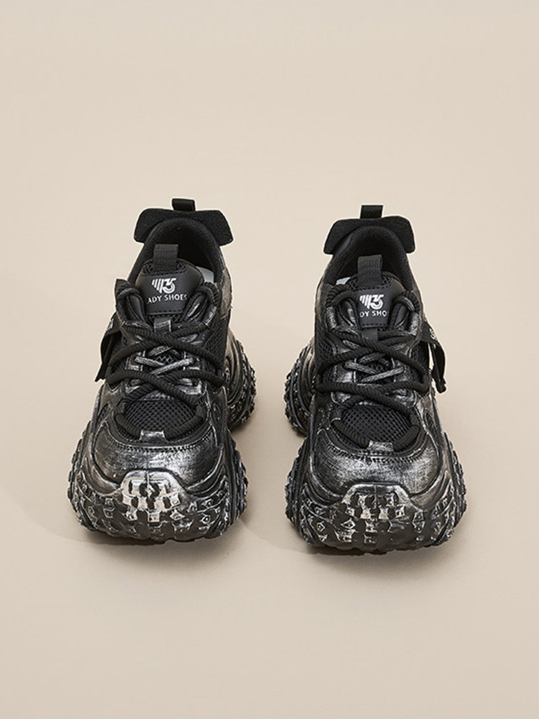 Distressed Sculptural Platform Sneakers - View 6