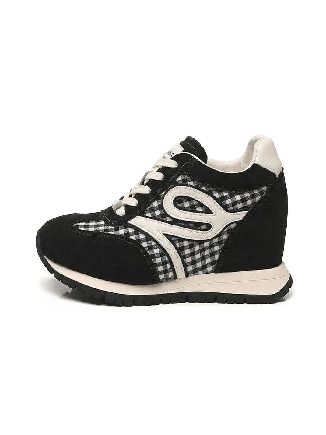 Gingham Hidden-Wedge Platform Sneakers