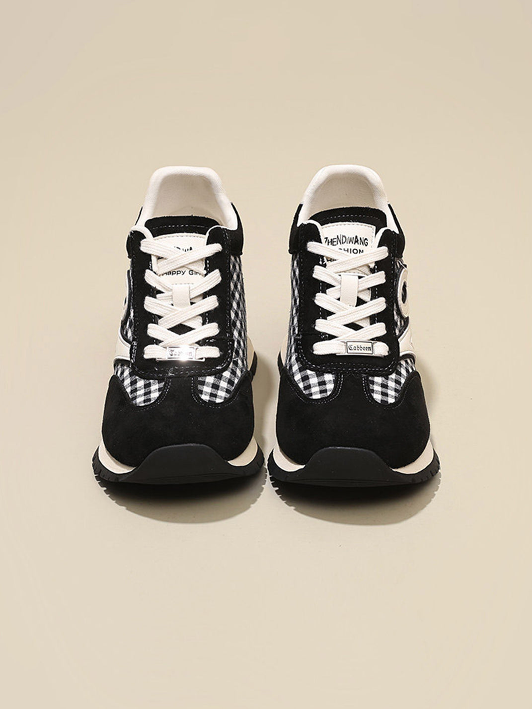Gingham Hidden-Wedge Platform Sneakers - View 2
