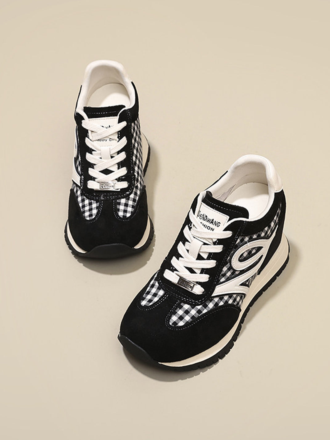 Gingham Hidden-Wedge Platform Sneakers - View 4