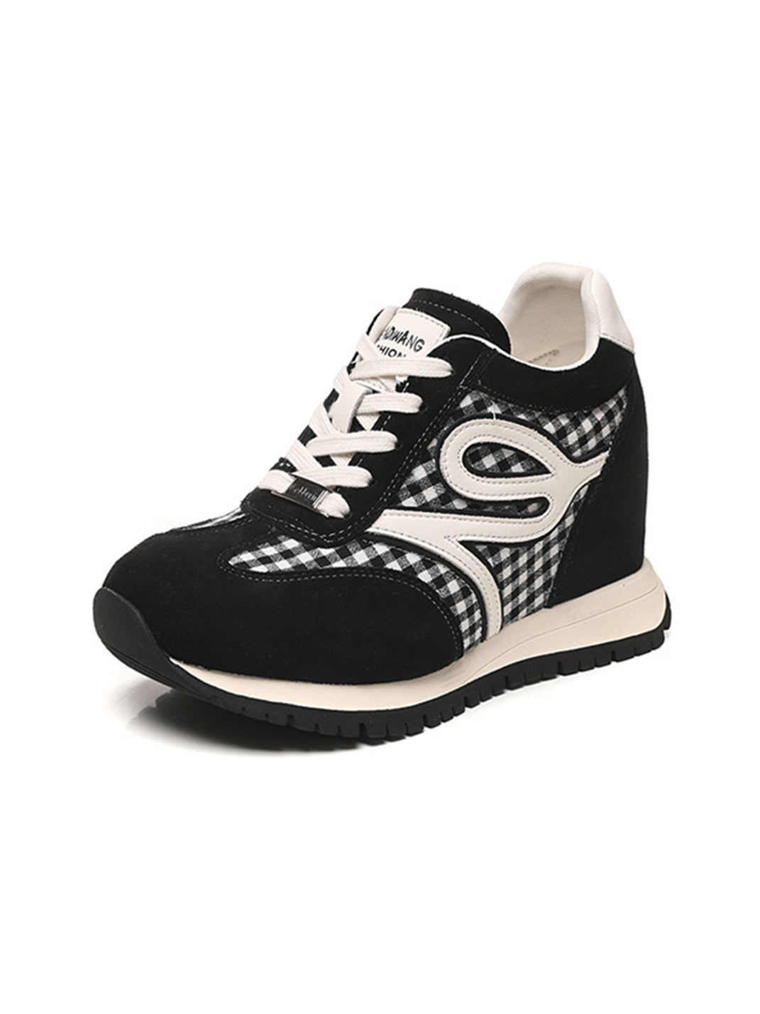 Gingham Hidden-Wedge Platform Sneakers - View 6