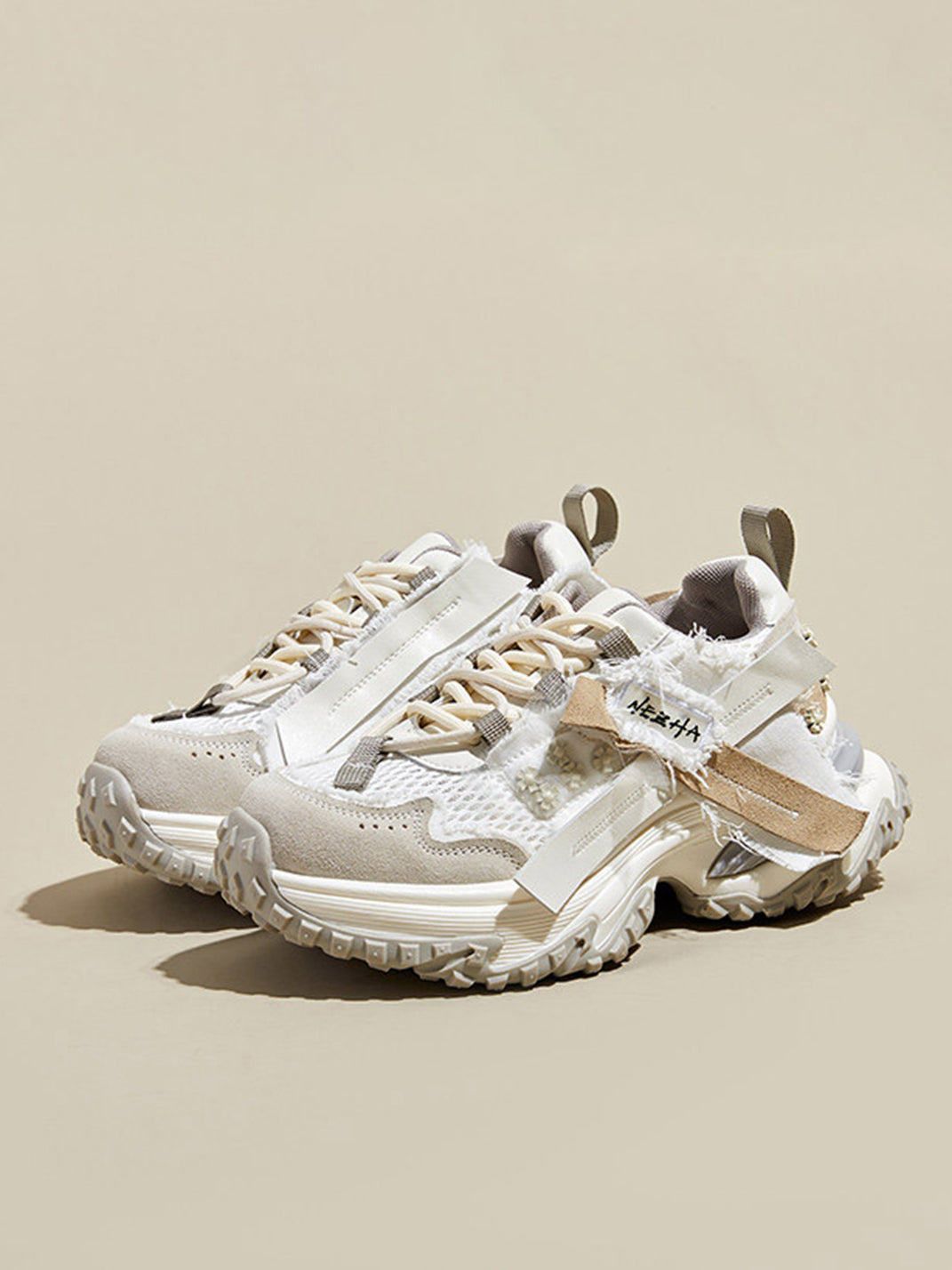 Patchwork Mesh Trail Platform Sneakers - View 11