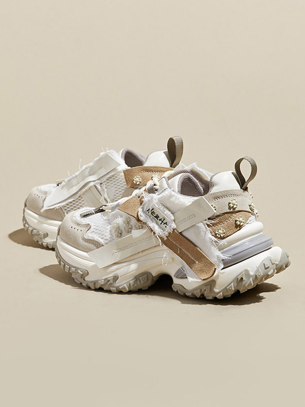 Patchwork Mesh Trail Platform Sneakers - View 14