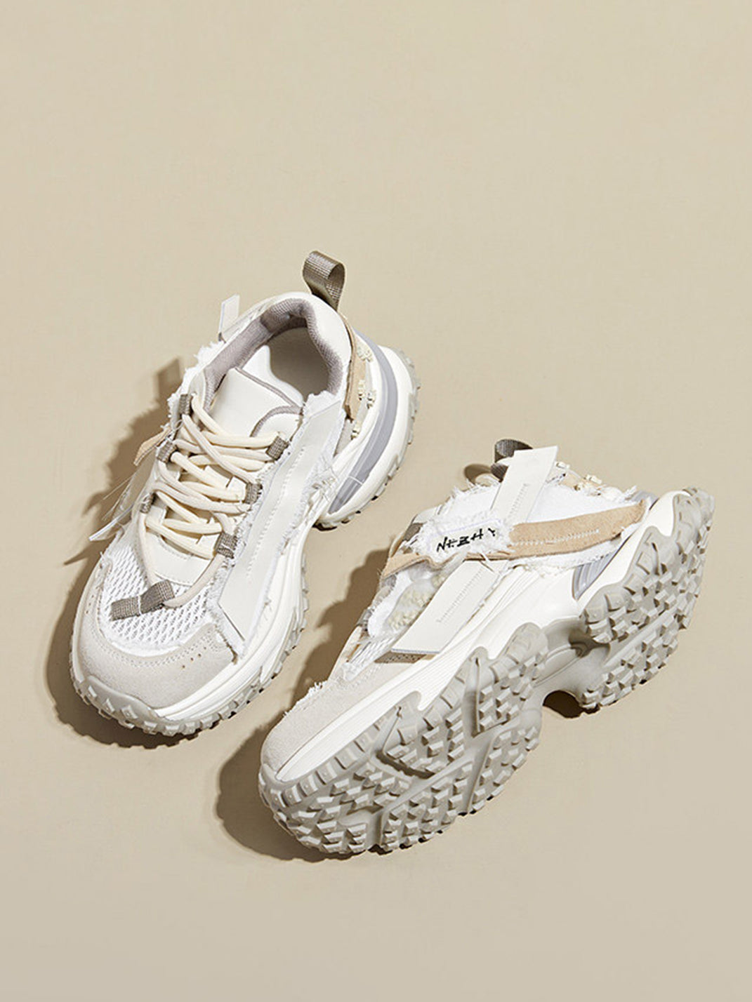 Patchwork Mesh Trail Platform Sneakers - View 15
