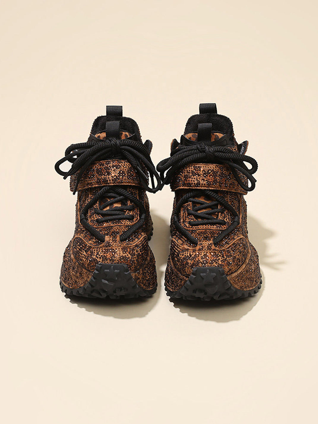 Rhinestone Leopard Platform Sneakers - View 3