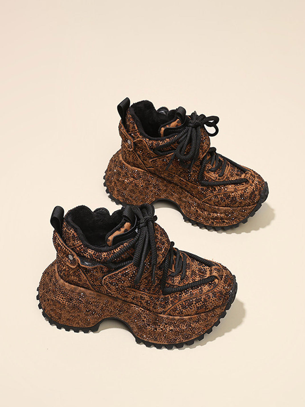 Rhinestone Leopard Platform Sneakers - View 9