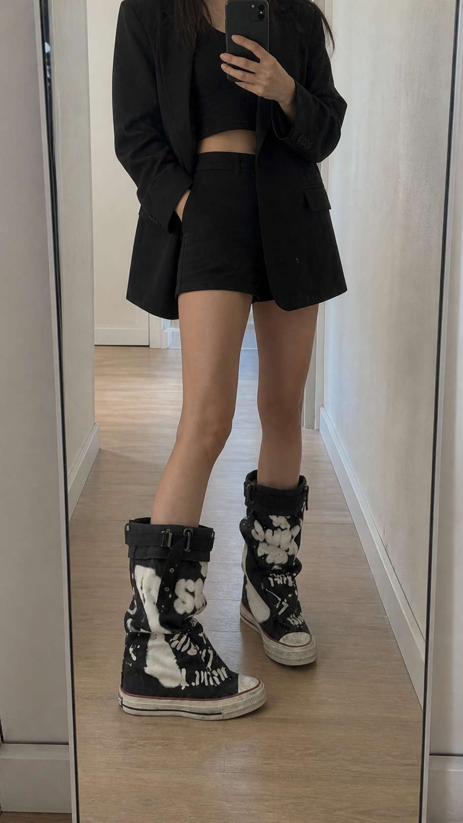 Graffiti Print Mid-Calf Canvas Boots - UGC showcase 1