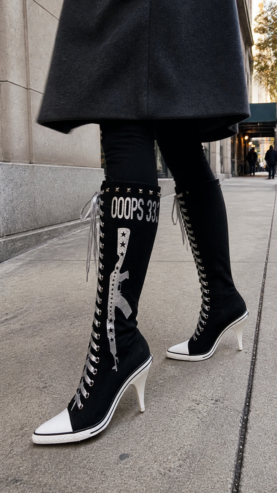 Graphic-Print Clear-Heel Studded Tall Boots natural UGC showcase 3