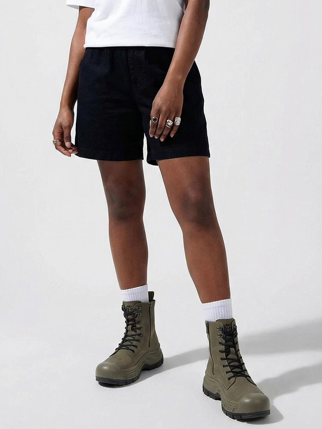 Gray Protective-Toe Platform Combat Boots - View 2