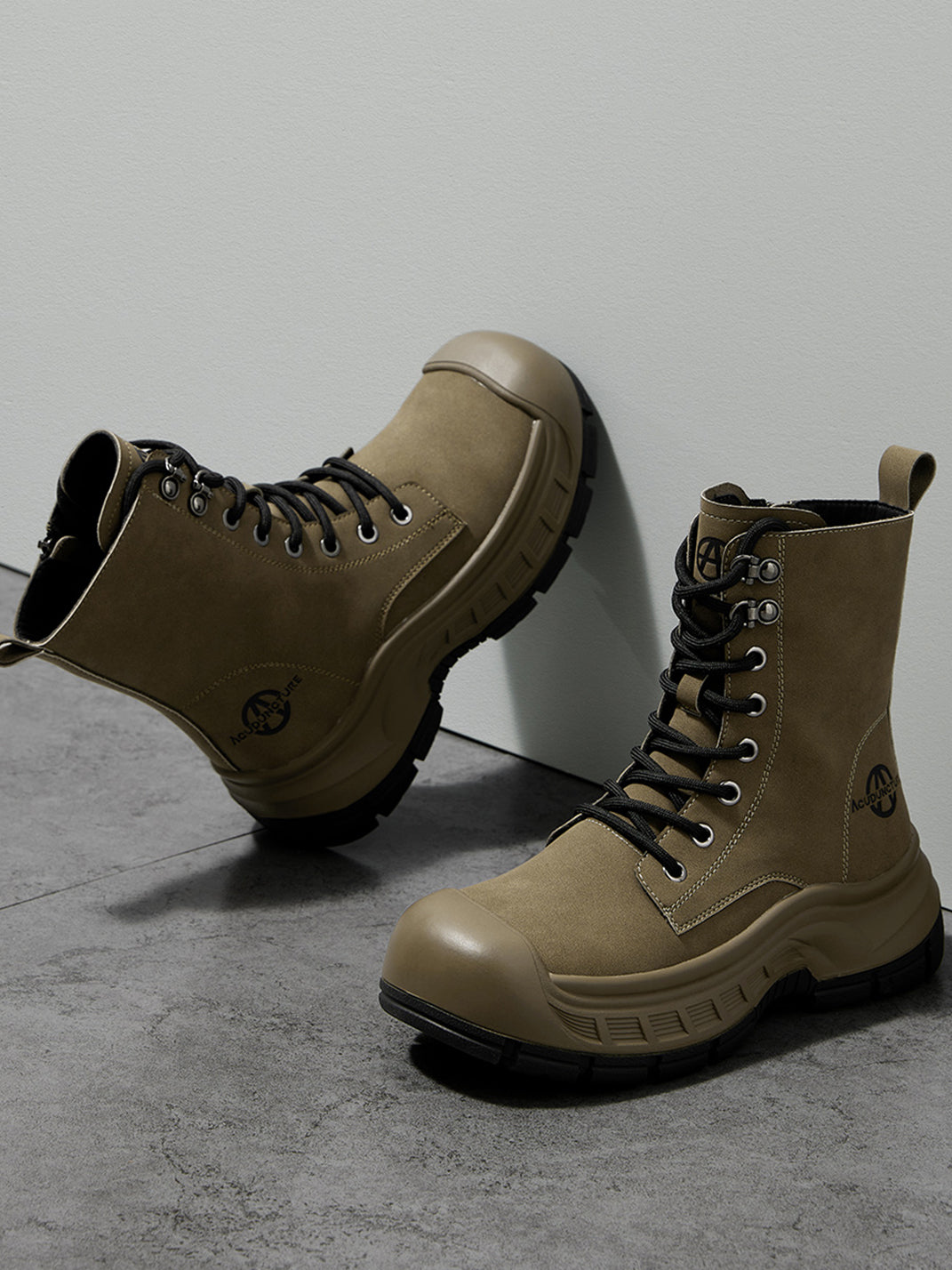 Gray Protective-Toe Platform Combat Boots - View 4