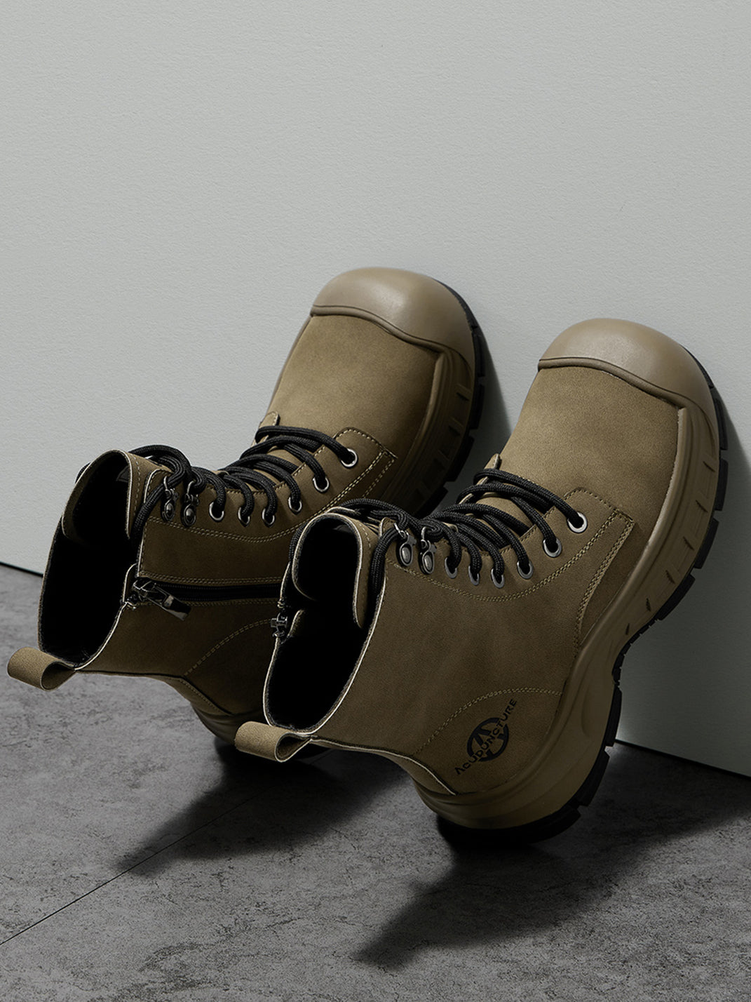 Gray Protective-Toe Platform Combat Boots - View 6