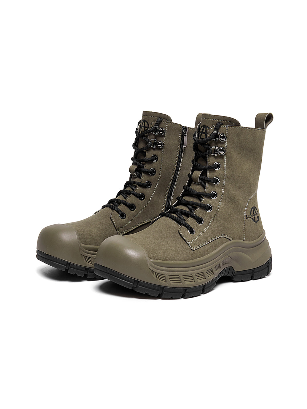 Gray Protective-Toe Platform Combat Boots - View 8