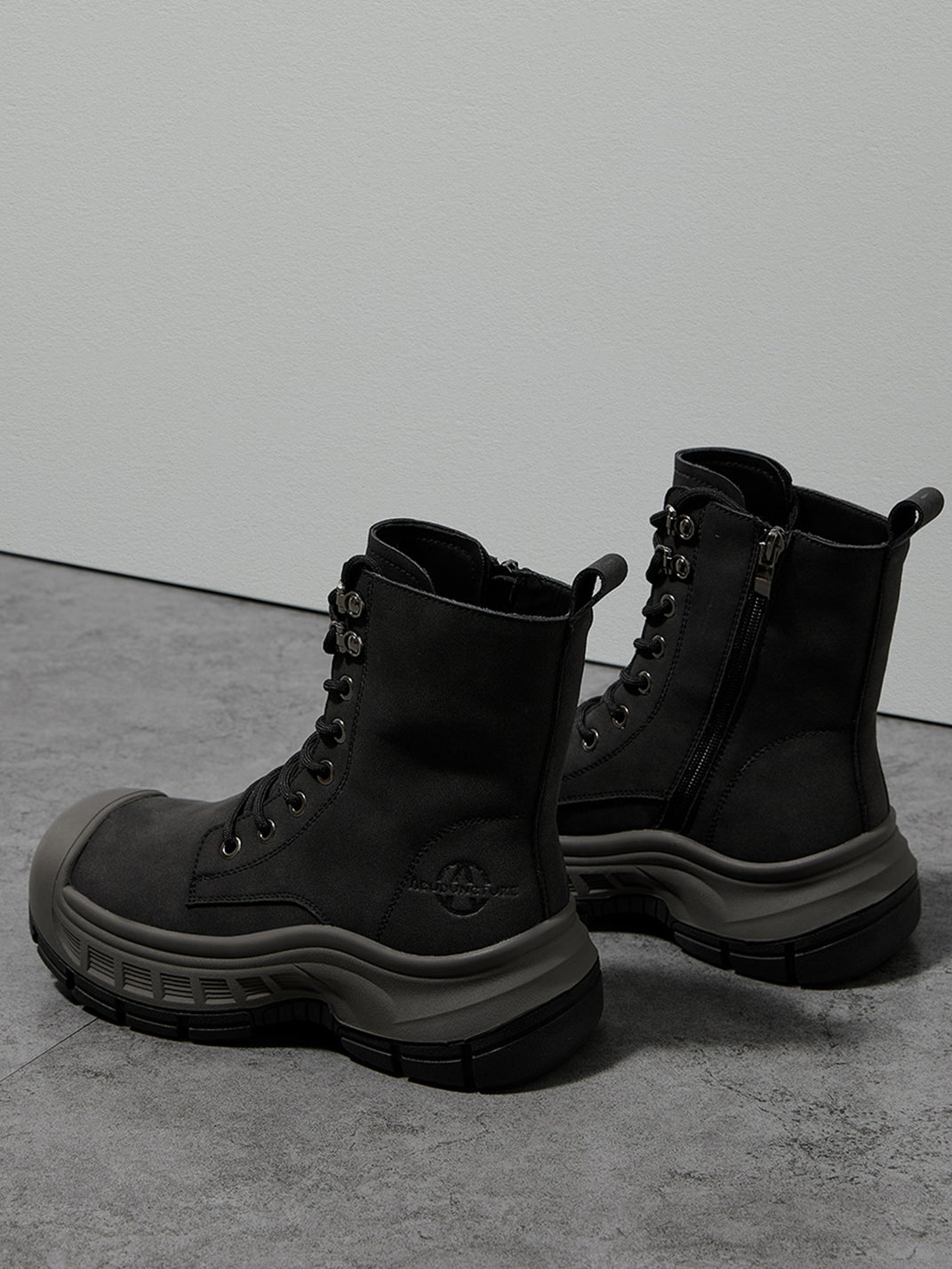 Gray Protective-Toe Platform Combat Boots - View 19